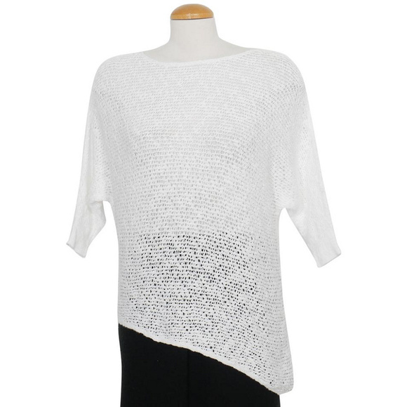 Organic Cotton Nubble Mesh Asymmetrical Sweater XS